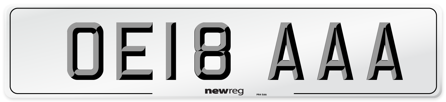 OE18 AAA Number Plate from New Reg